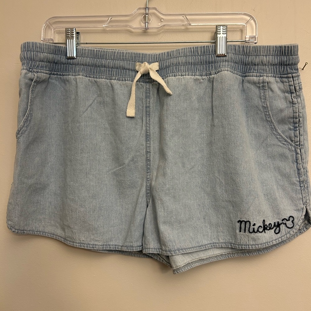 Junk Food Mickey Mouse 100% Cotton Denim Embroidered Shorts Sz xl X-Large